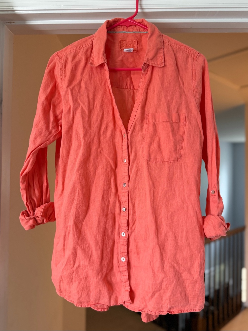 Sigrid Olsen 100% Linen Coral Button Up. Women’s Size M Coastal Resort.